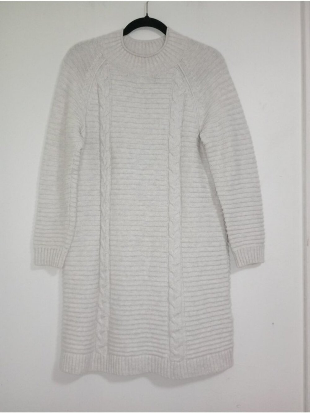 Banana Republic White Cable Knit Sweater Dress Petite L Cotton Blend Women